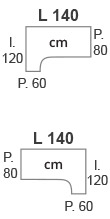 L.140 x l.120 x P.60/80 cm