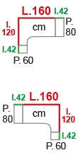 202 x 162 x 60/80 cm