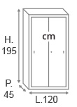 H.195 x L.120 x P.45 cm