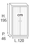 H195 x L120 x P46 cm