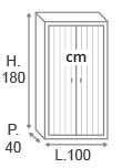 H180 x L100 x P40 cm