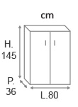 H.145 x L.80 x P.36 cm