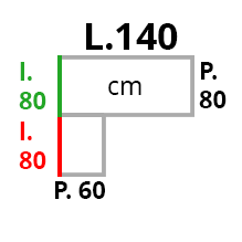 L 140 x l 160 x p 80/60 cm